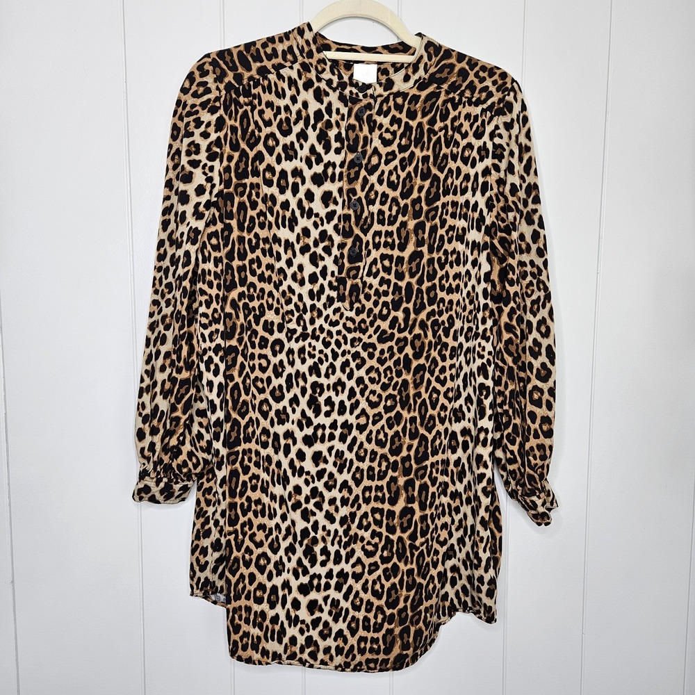 HM Leopard Women's Longline Tunic‎ Dress Shirt Size Small Dress or Casual